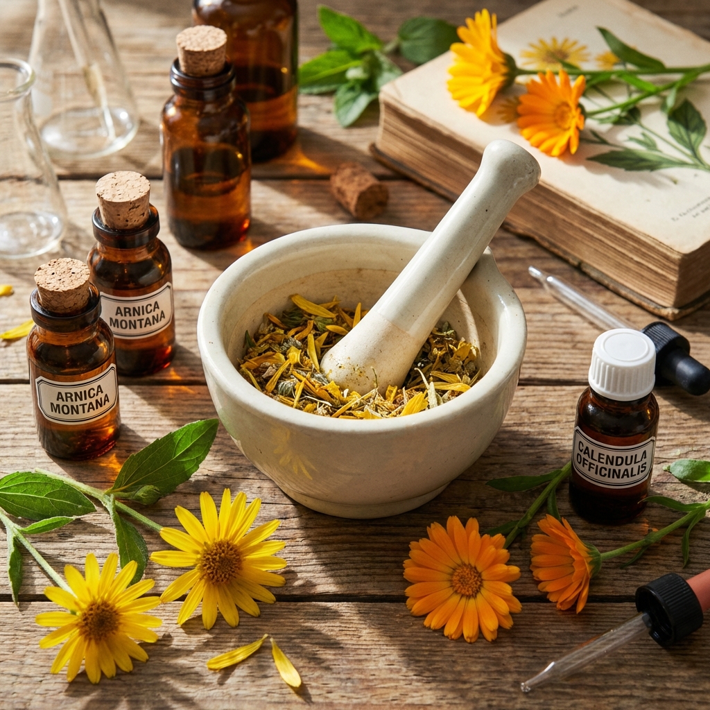 Preparation of homeopathic medicines with mortar and pestle